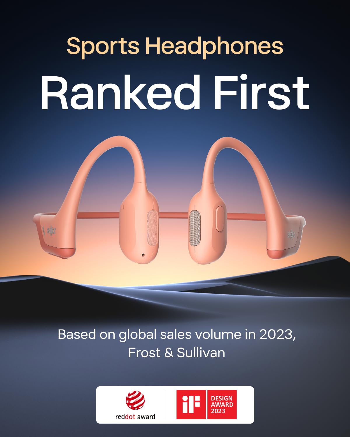 SHOKZ OpenRun Pro - Open-Ear Bluetooth Bone Conduction Sport Headphones - Sweat Resistant Wireless Earphones for Workouts and Running with Premium