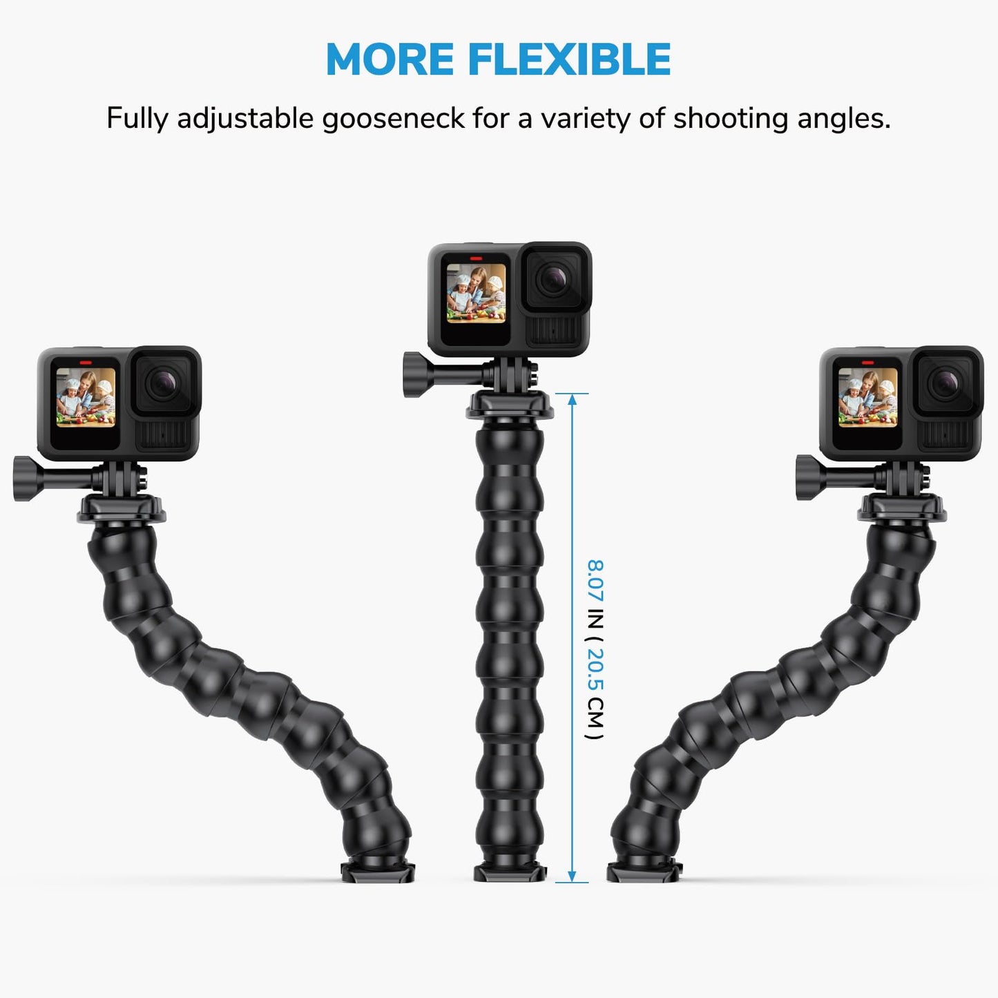 Sametop Jaws Flex Clamp Clip Mount Gooseneck Mounts Compatible with GoPro Hero 13 12 11 10 9 8 7 6 5 4 Session 3+ 3 2 1 Max DJI Osmo Akaso Action