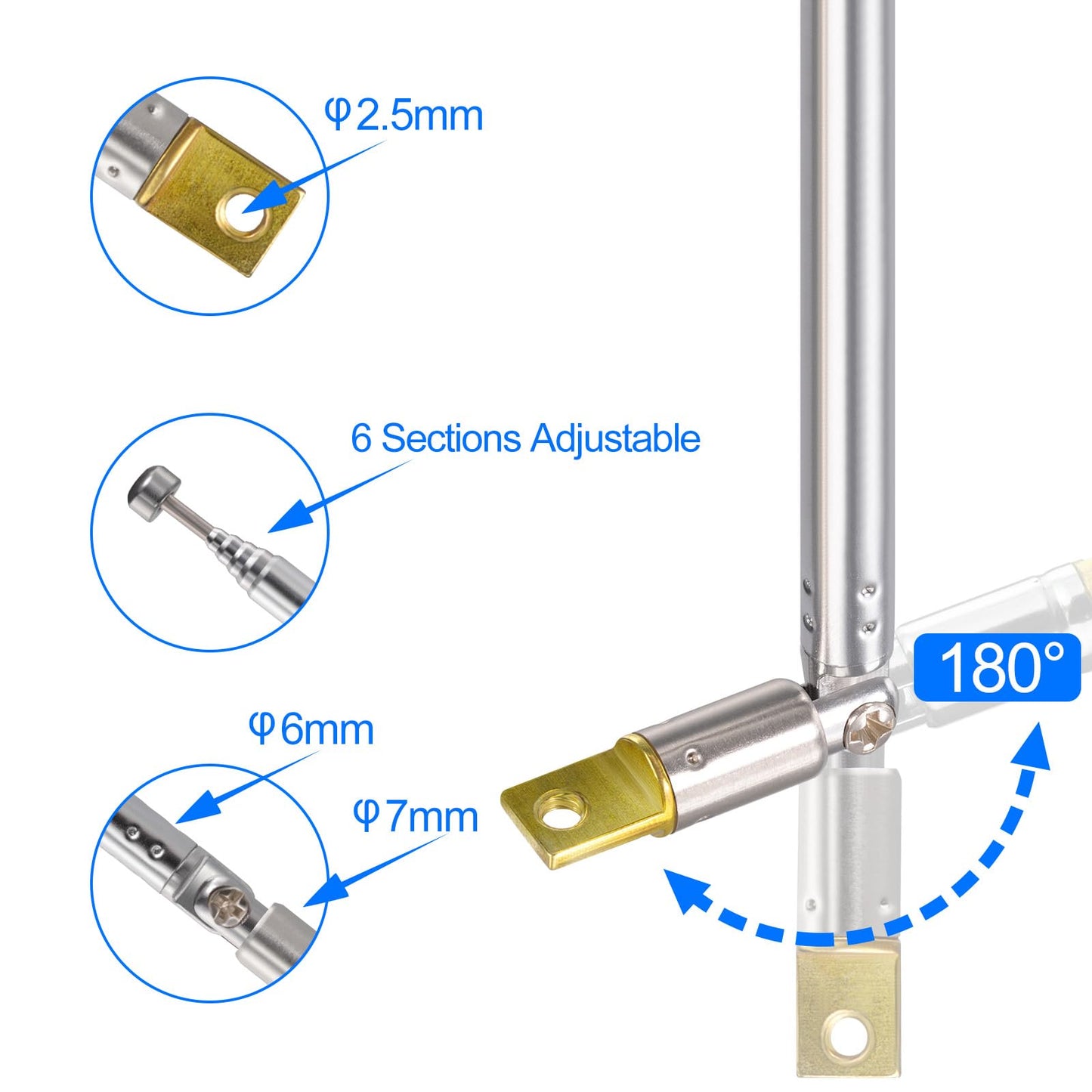 Bingfu 6 Sections Telescopic 65cm AM FM Antenna Portable Radio Antenna Replacement (2-Pack) Compatible with Indoor Portable Radio Home Stereo Receiver
