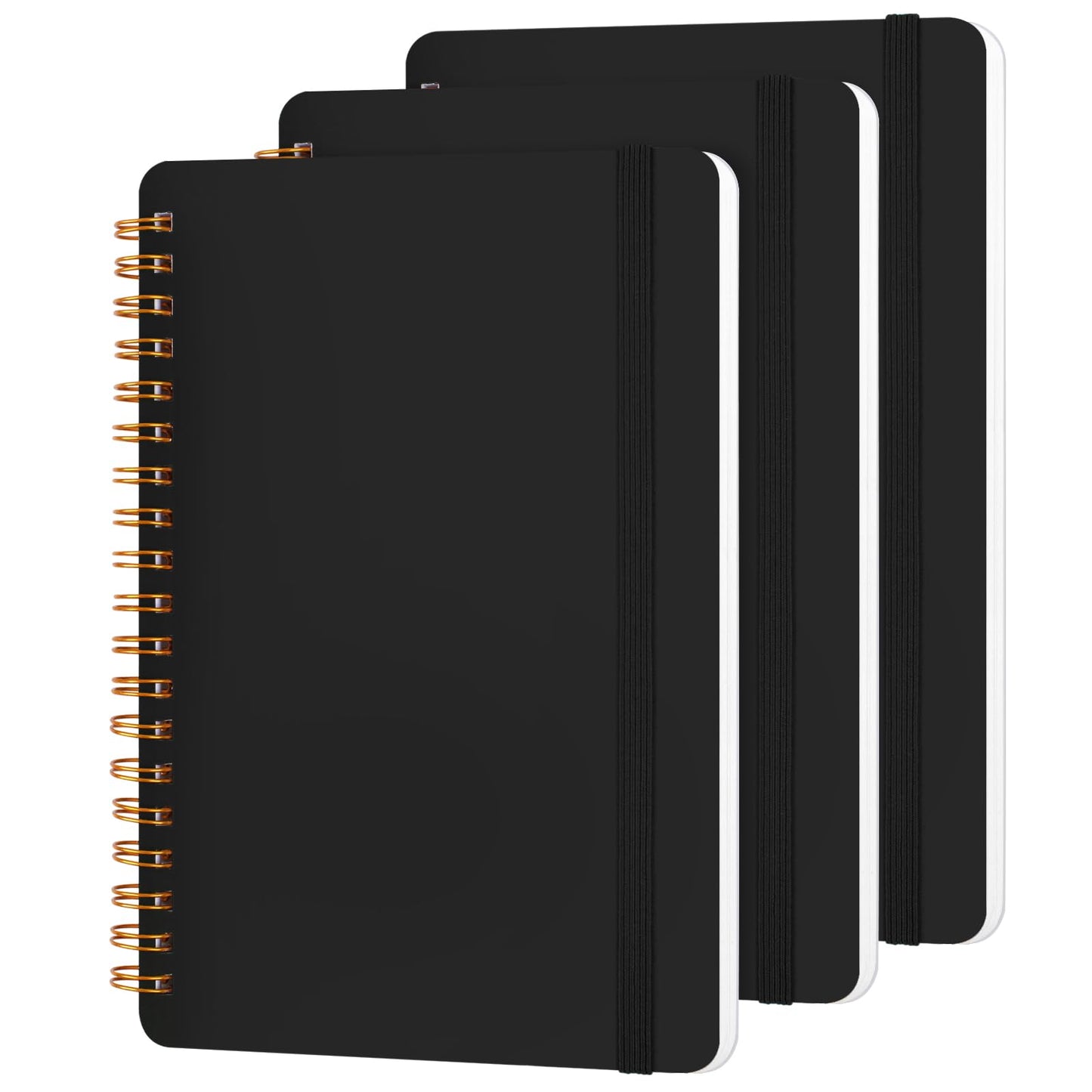 Utron 3 PCS Small Spiral Notebook 5x7, Notebooks for Note Taking, Black Spiral Journal Notebook, Work Notebook Small Notebooks 5x7 with Strap, Cute