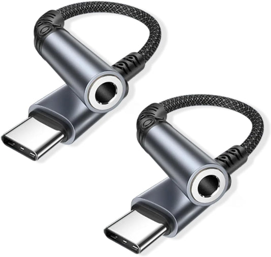 USB Type C to 3.5mm Jack Adapter 2Pack,USB C to 3.5mm Audio Headphone Adapter,USB C to Aux Audio Dongle Cable Cord for iPhone 17/16/15 Pro Max,Samsung