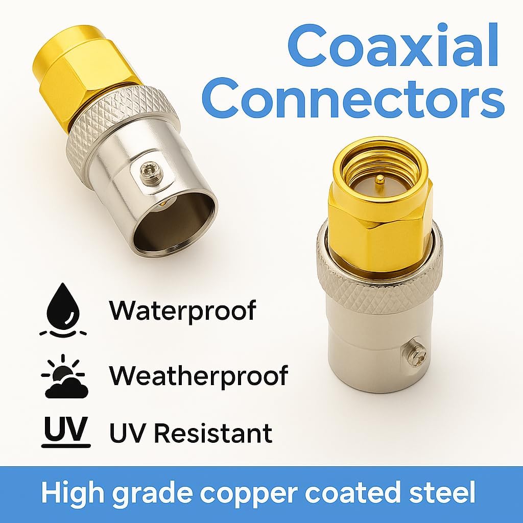 BOOBRIE BNC SMA Coax Connector SMA Male to BNC Female Coaxial Connector Low Loss Coax Adapter for RF Antennas, Wireless LAN Devices, Coaxial cable