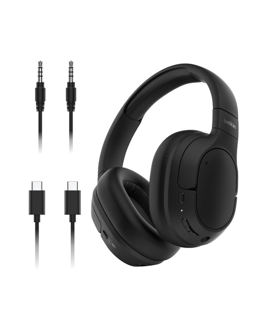 Belkin SoundForm Isolate Bluetooth Over-Ear Headphones - Hybrid Active Noise Cancelling Headphones - Wireless w/ 60H Playtime, Fast Charging…