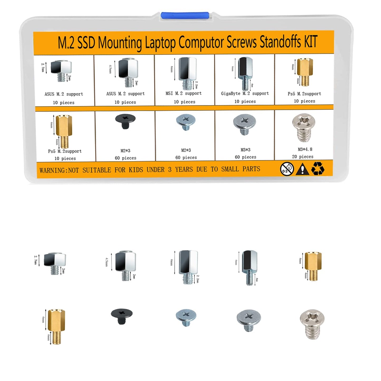 M.2 SSD Screw Kit, M.2 Standoff and Screw Kit for Asus Gigabyte MSI PS5 Motherboards