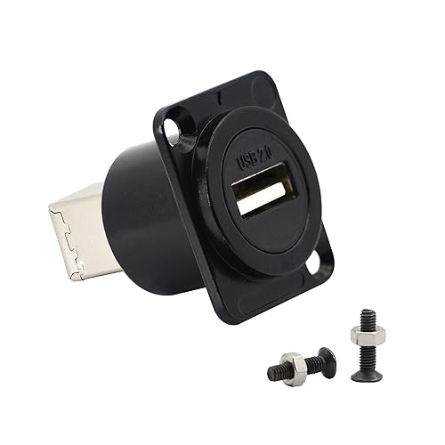 QIANRENON D-Type Panel Mount Coupler USB 2.0 to USB B Female-to-Female Panel Fixed Pass-Through Module Converter Printer Scanner Adapter Extender