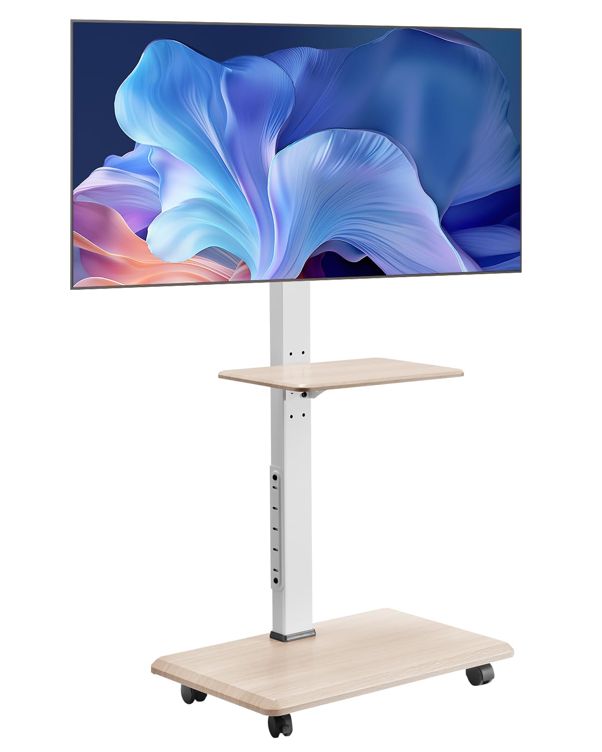 VEVOR Rolling TV Stand, Mobile TV Cart for 32-70 Inch Screens, 25° Left-Right Rotation and Height Adjustable TV Mount with Tray, Holds up to 88 lbs