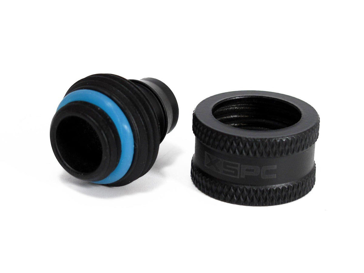 XSPC G1/4" to 3/8" ID, 1/2" OD Compression Fitting V2 for Soft Tubing, Matte Black, 6-Pack