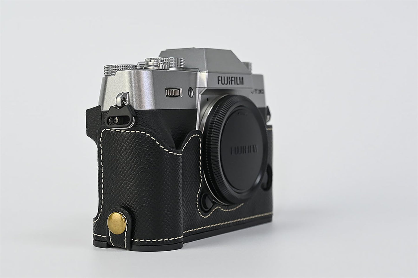 BMAOLLONGB X-T30 III/II Case, Handmade Carbon Fiber PU Leather Half Camera Case Bag Cover Bottom Opening Version for Fujifilm XT30 X-T30 III/II