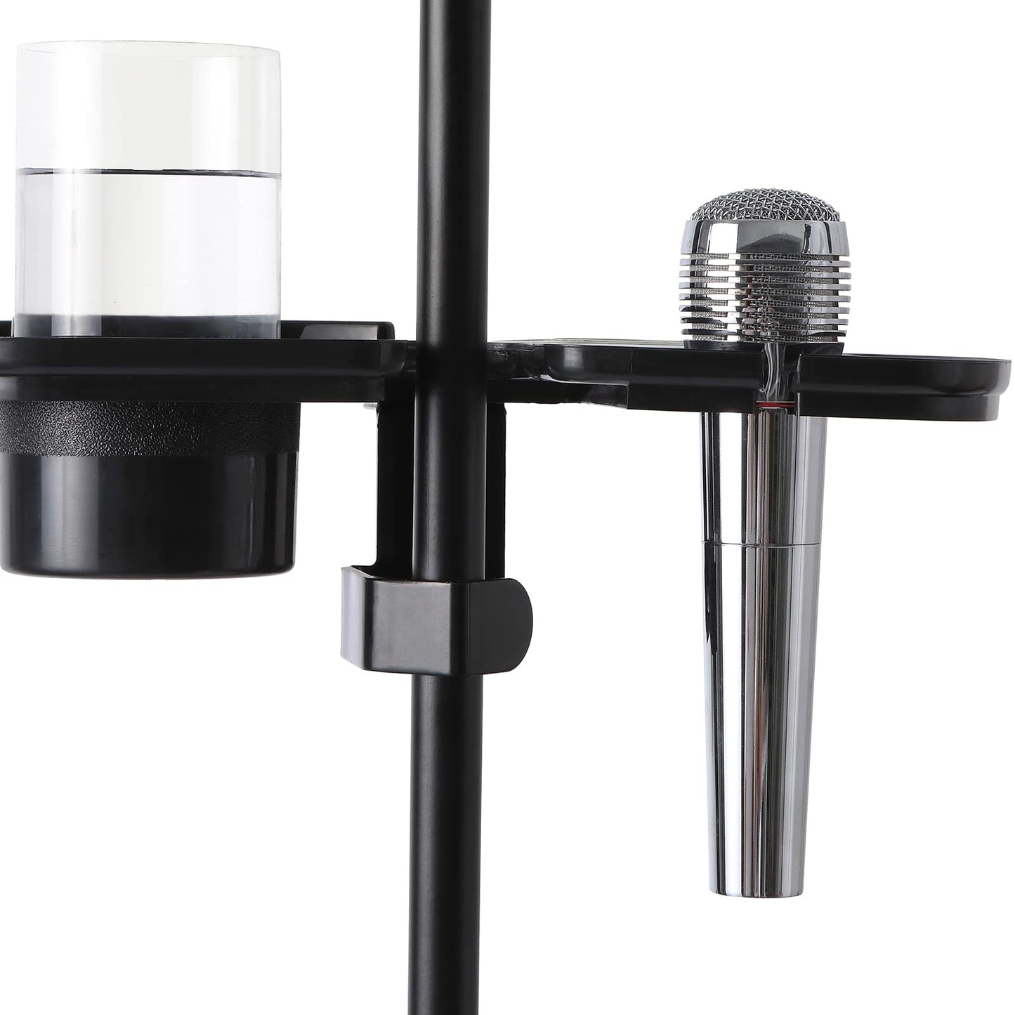 Auhafaly Plastic Microphone Stand Tray Stage Concert Performance Vocal Guitar Accessory with Drink Holder and Microphone Holder (Deluxe)