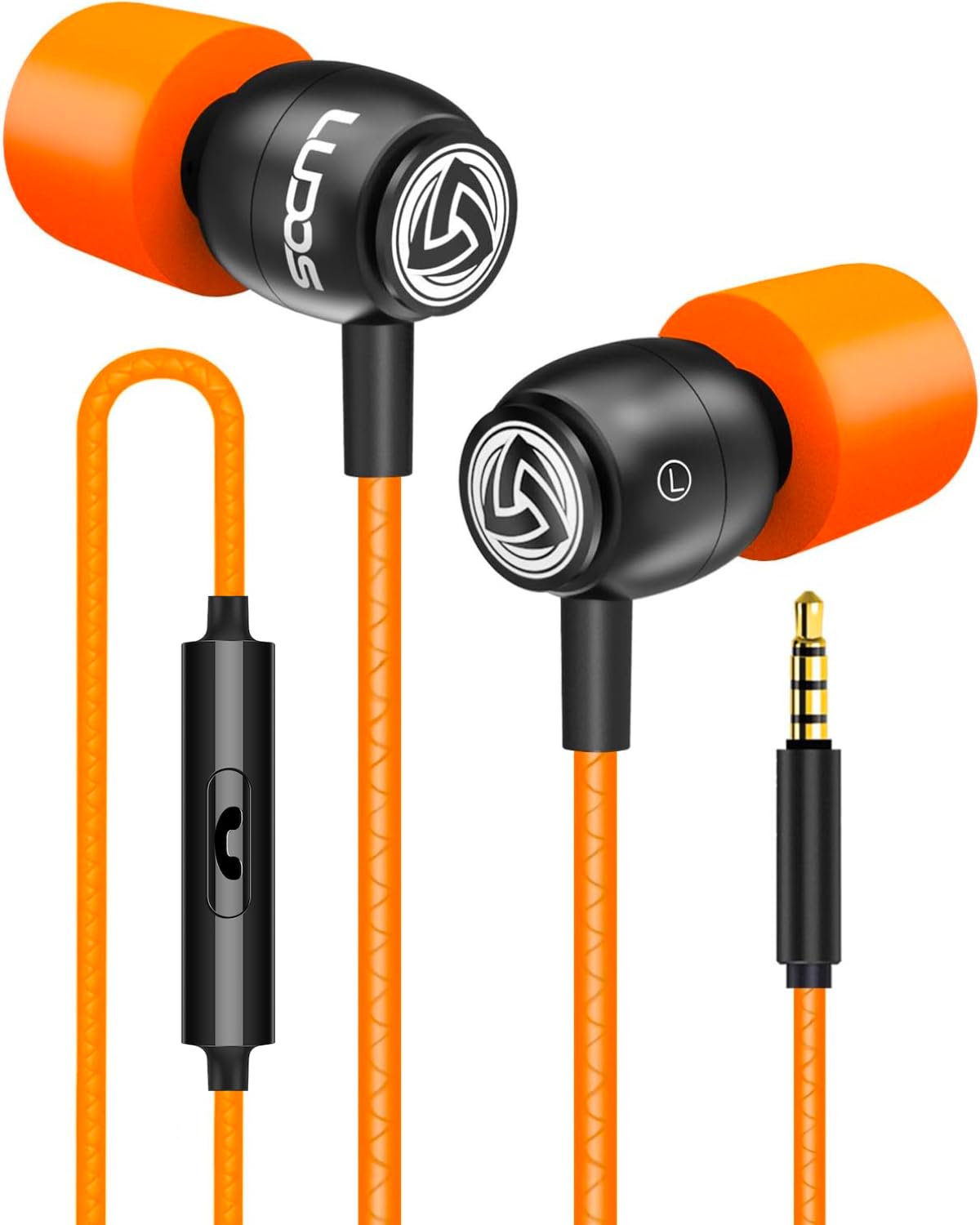 LUDOS Clamor Wired Earbuds in-Ear Headphones, 5 Years Warranty, Earphones with Microphone, Noise Isolating Ear Buds, Memory Foam for iPhone, Samsung