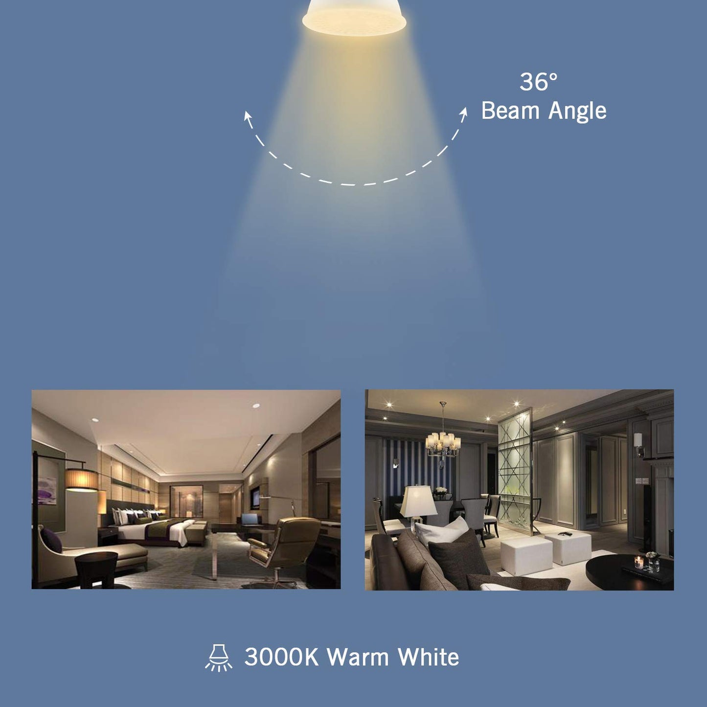 Lxcom Lighting MR16 LED Bulb G5.3 MR16 COB Spotlight 5W LED Light Bulbs 50W Halogen Bulbs 110V Warm White 3000K for Landscape Flood Track Recessed
