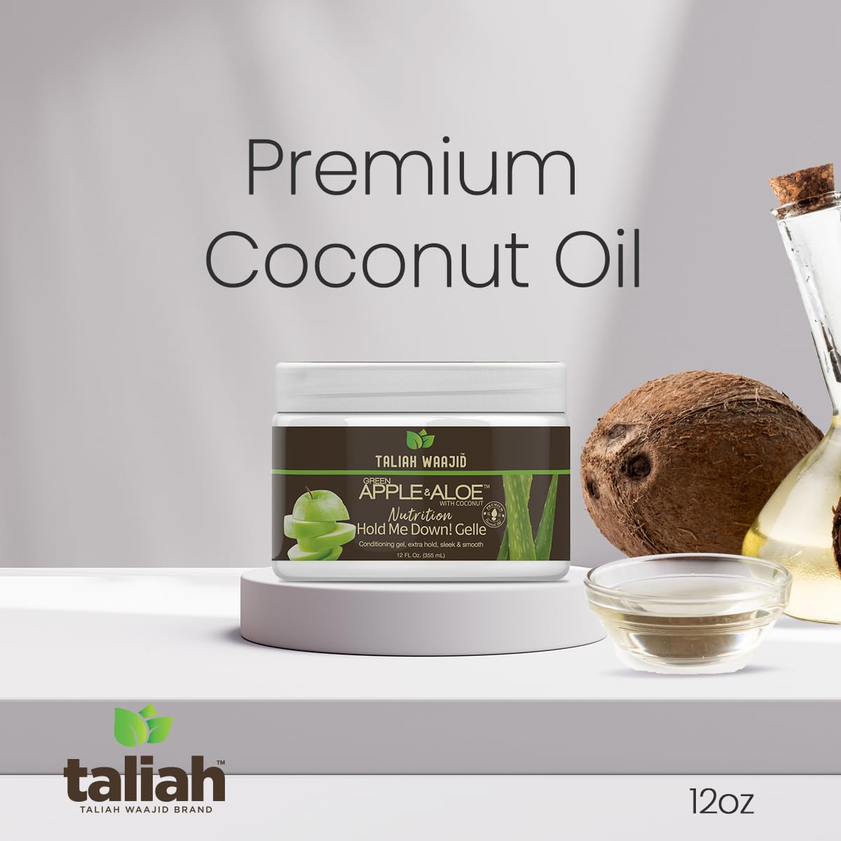 Taliah Waajid Green Apple & Aloe Curl Definer – pH Balanced, Strengthening, Curl Enhancing Cream with Coconut Oil – Paraben Free, 12oz (T124)