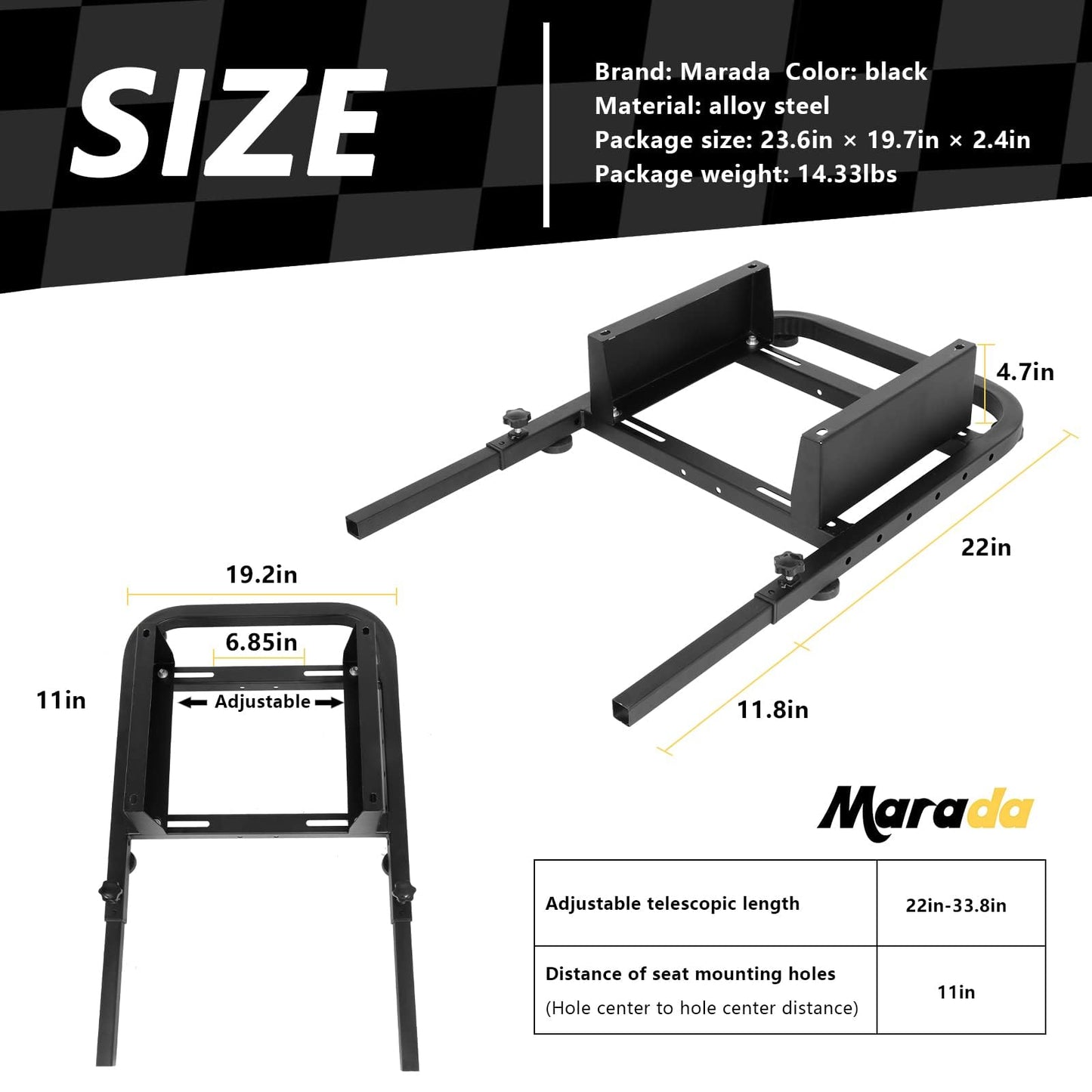 Marada Racing Simulator Seat Mounting Frame with Bolts Suitable for Dardoo, Supllueer, Anman Sim Gaming Stand DIY Adjustable & Portable Real Driving