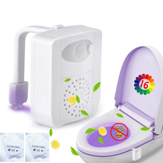 ZEZHOU Toilet Light Motion Sensor - 16 Color LED Night Lights for Toilet Bowl with Aromatherapy for Bathroom, Funny Gifts Idea for Dad Men Women Kids