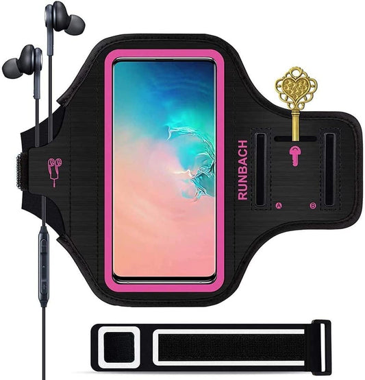 RUNBACH Armband for Samsung Galaxy S26/S25/S24/S23/S22/S21/S20/S10/S9/S8 up to 6.2",Water Resistant Running Exercise Gym Bag with Card Slot and Key