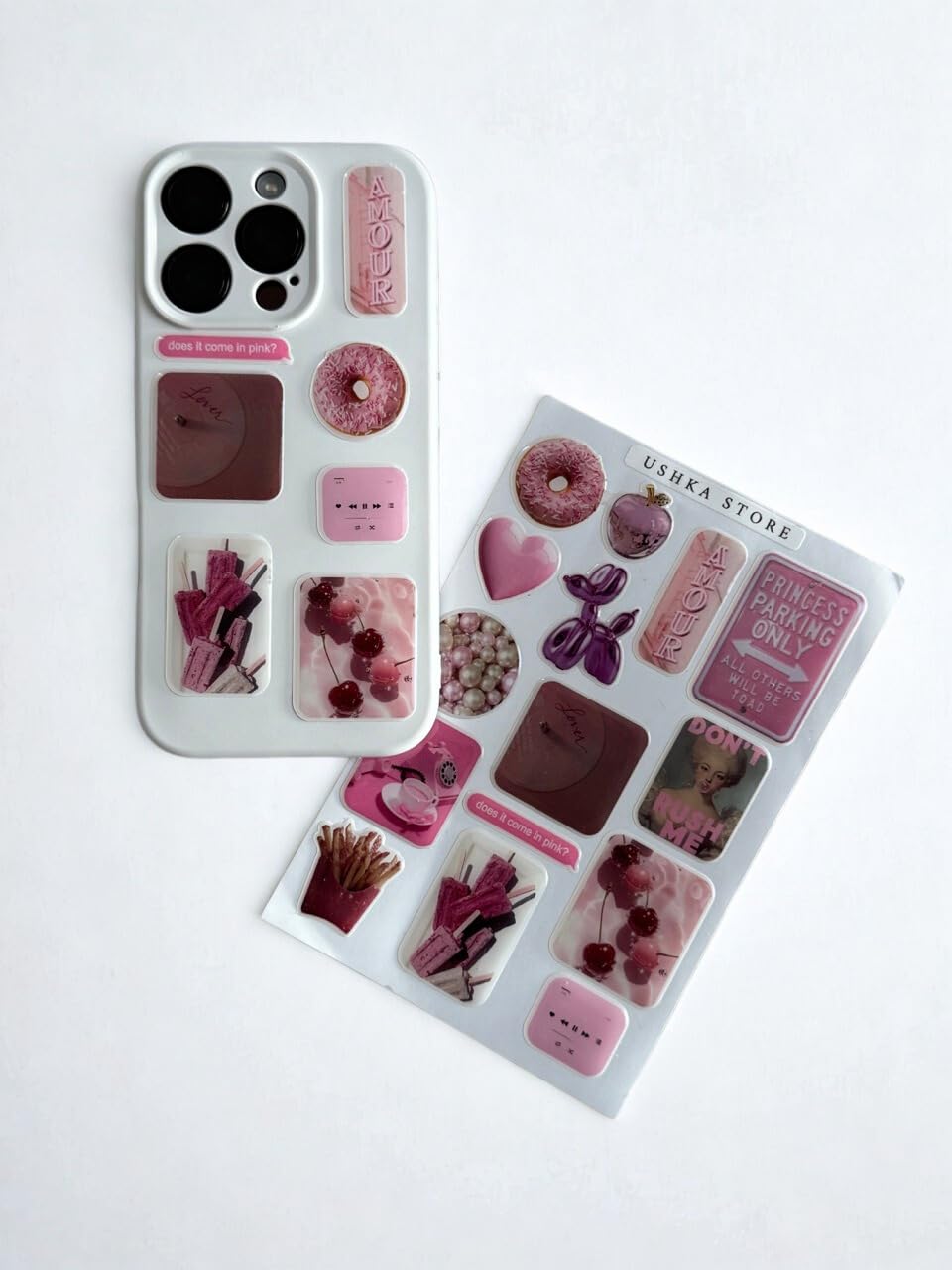 3D Epoxy Vinyl Stickers Set - Waterproof Domed Decals for Phone, Laptop Glossy Bubble Stickers (Pinky Aesthetic)