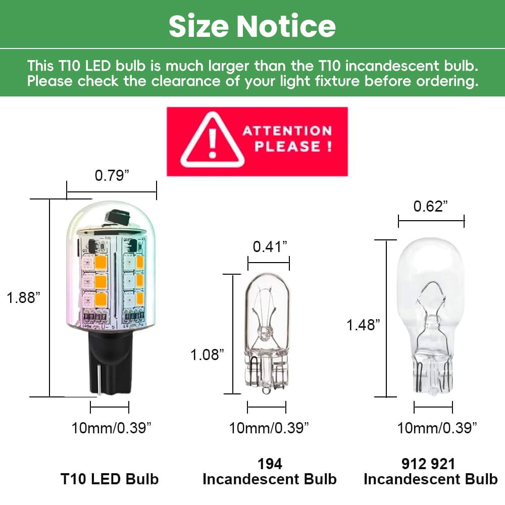 Makergroup RGB T5 T10 Wedge Base LED Light Bulbs 12V Color Changing, Warm White+15 Multi-Colors and Dimmable on Remote Control, Weatherpoof
