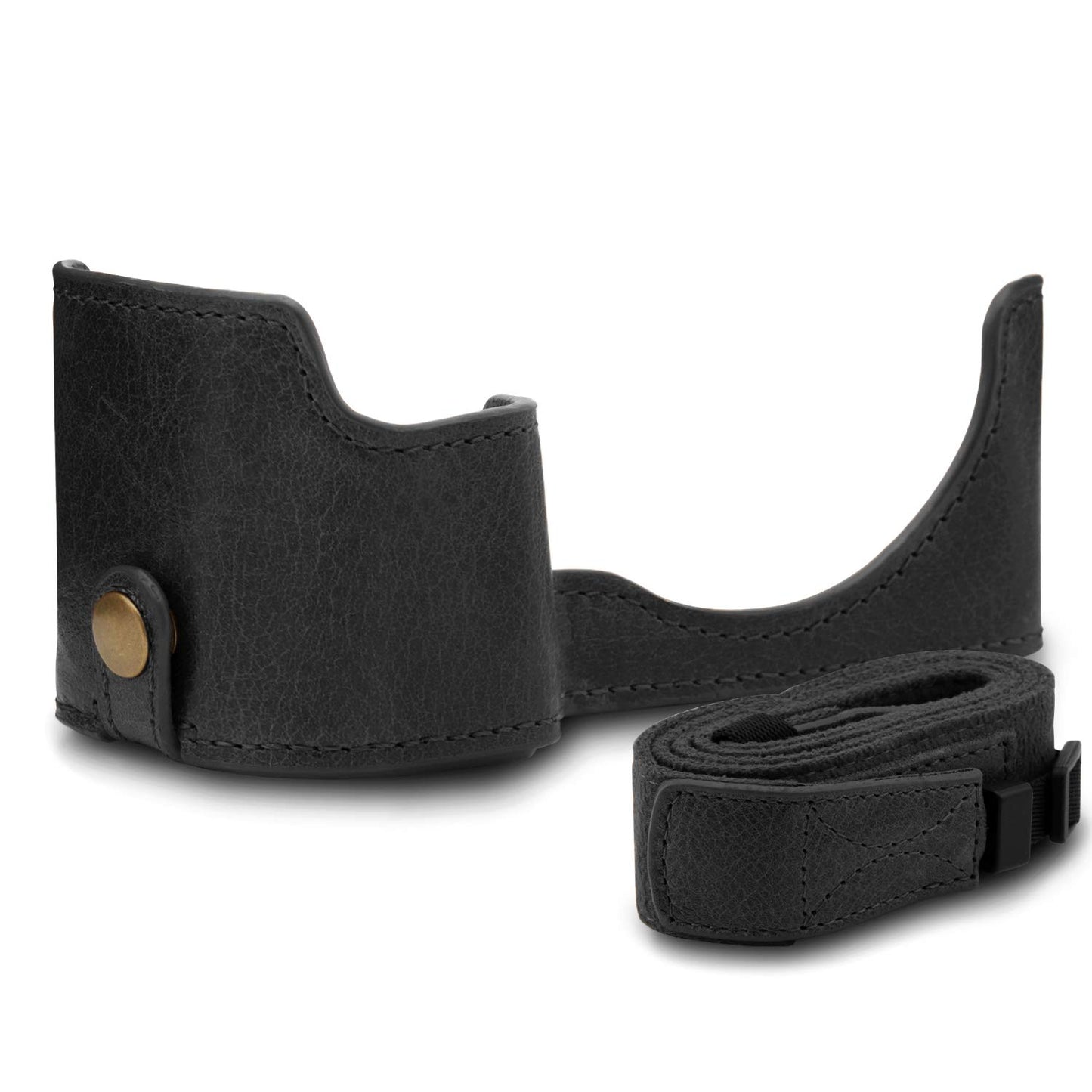 MegaGear MG1641 Ever Ready Genuine Leather Camera Half Case compatible with Sony Alpha A6100, A6400 - Black