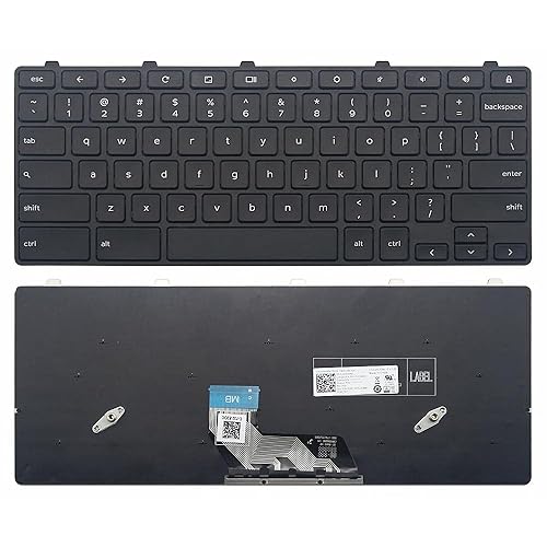 Rinbers Replacement US Keyboard with Frame No Backlight for Dell Chromebook 11 3189 Touch 3181 2in1 Touch (Lock Button) - HNXPM 0HNXPM