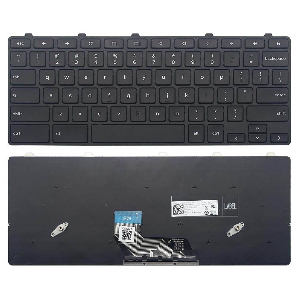 Rinbers Replacement US Keyboard with Frame No Backlight for Dell Chromebook 11 3189 Touch 3181 2in1 Touch (Lock Button) - HNXPM 0HNXPM