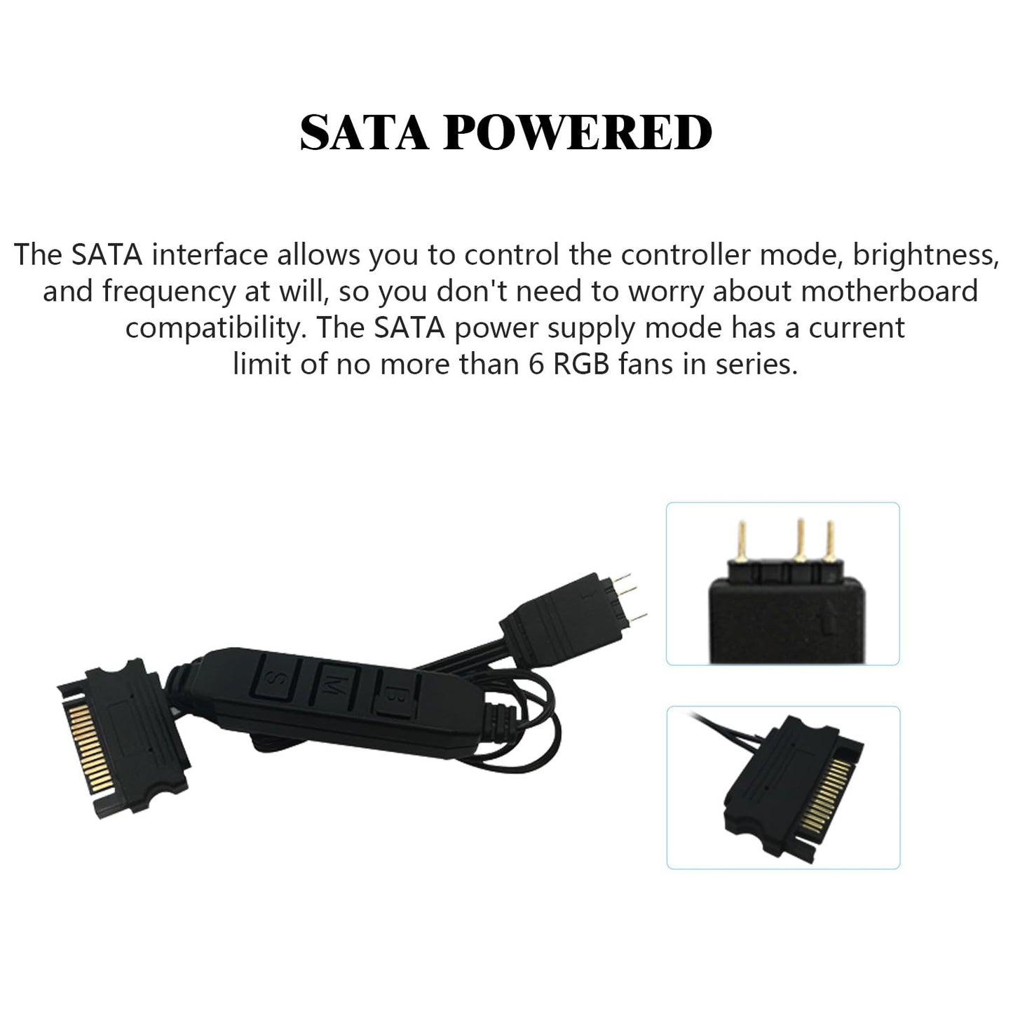 Thermalright 5V 3PIN A-RGB Fan Controller, 5V Lighting Computer Case Fan Controller, Supports 3pin ARGB Lighting Interface, Sata Power Supply