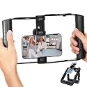 Movo SPR-20 Foldable Smartphone Video Rig Cage with Cold Shoe Mounts for Microphone or LED Light - Vlogging Mount Compatible with iPhone, Android