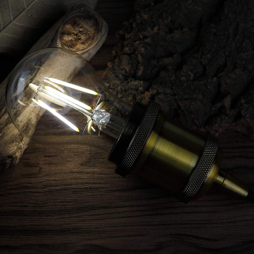 Dimmable 4W Vintage LED Filament Bulb 4000K Daylight White, Edison A19/A60 LED Light Bulbs, 40W Equivalent E26 Medium Base Lamp, Clear Glass Cover 400