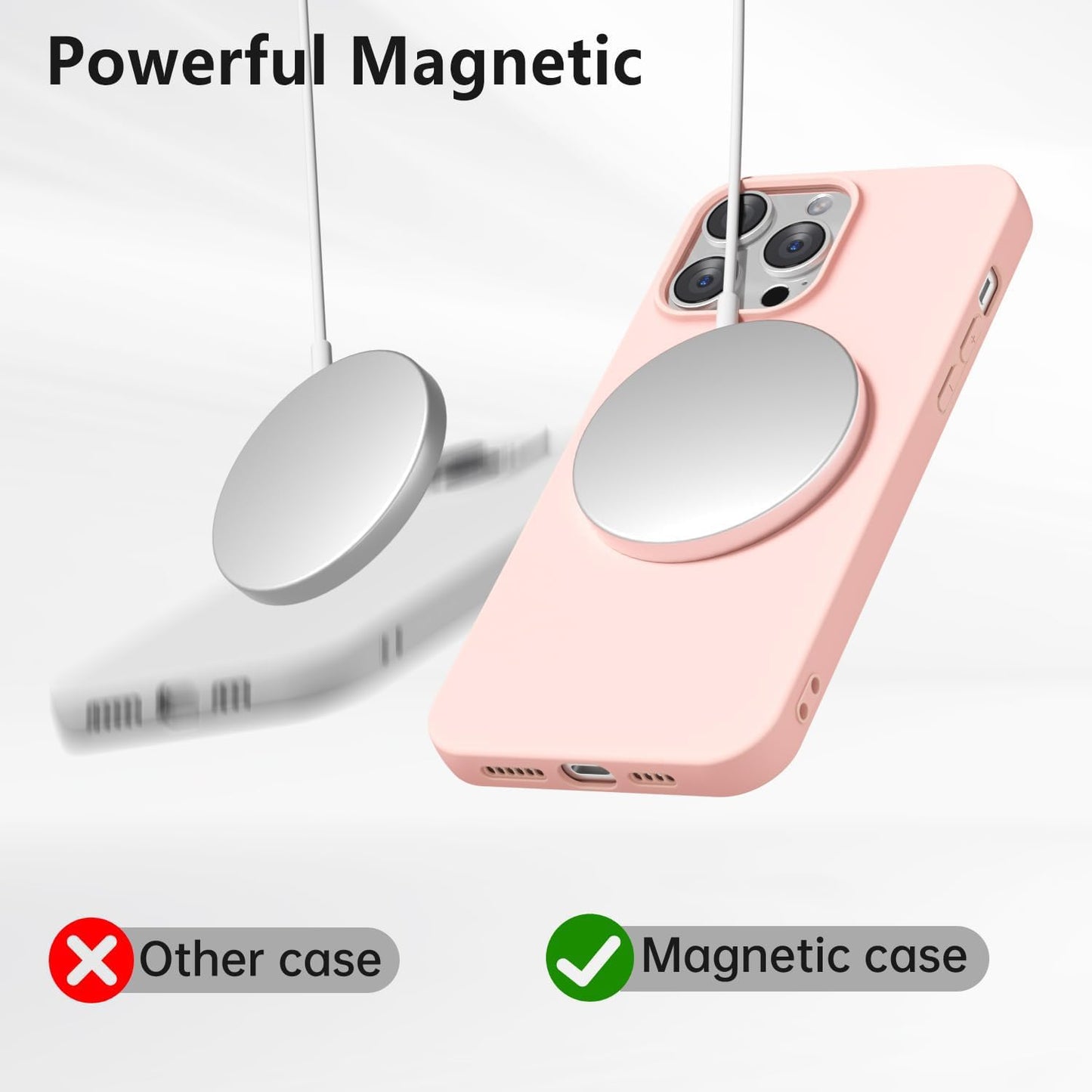 oakxco Silicone Case for iPhone 14 Pro Case Magnetic, Compatible with Magsafe Wireless Charging, Slim Thin Soft Rubber Gel, Girly Cute Aesthetic