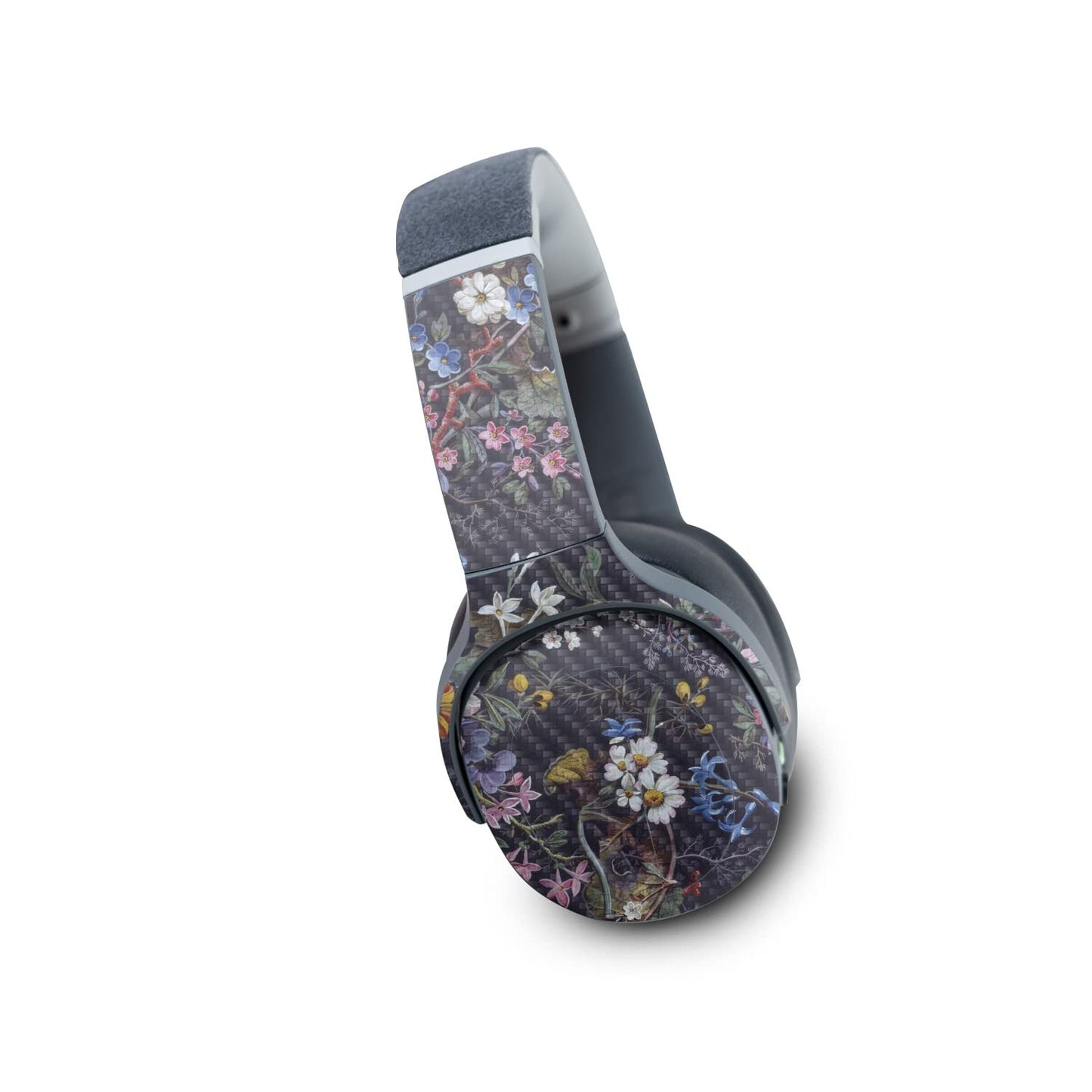 MightySkins Carbon Fiber Skin Compatible with Skullcandy Crusher Evo Wireless - Midnight Blossom | Protective, Durable Textured Carbon Fiber Finish…