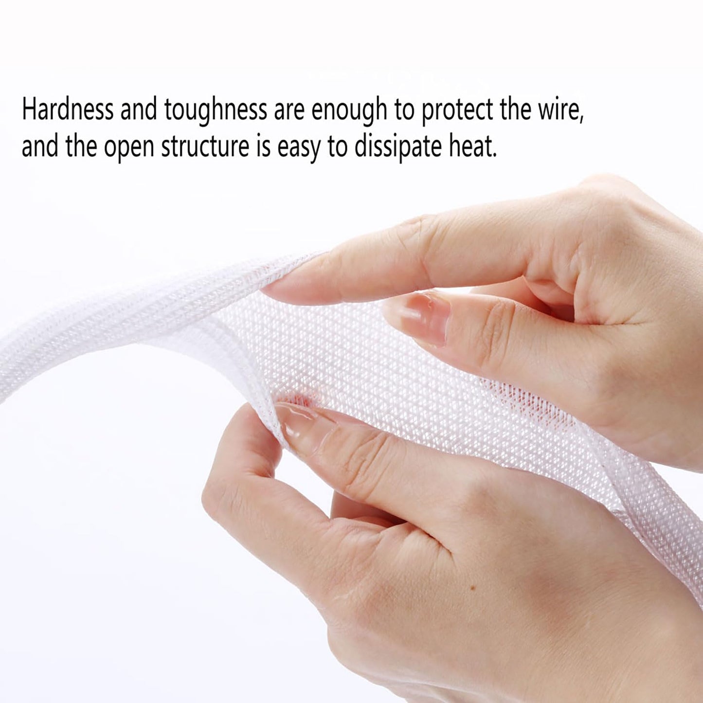 QCSIW 1/4" x50ft Split Sleeve Cable Organizer - Wire Protector Sleeving for Desk, PC, TV, Home Office | Cord Management Cover, Easy Install, White