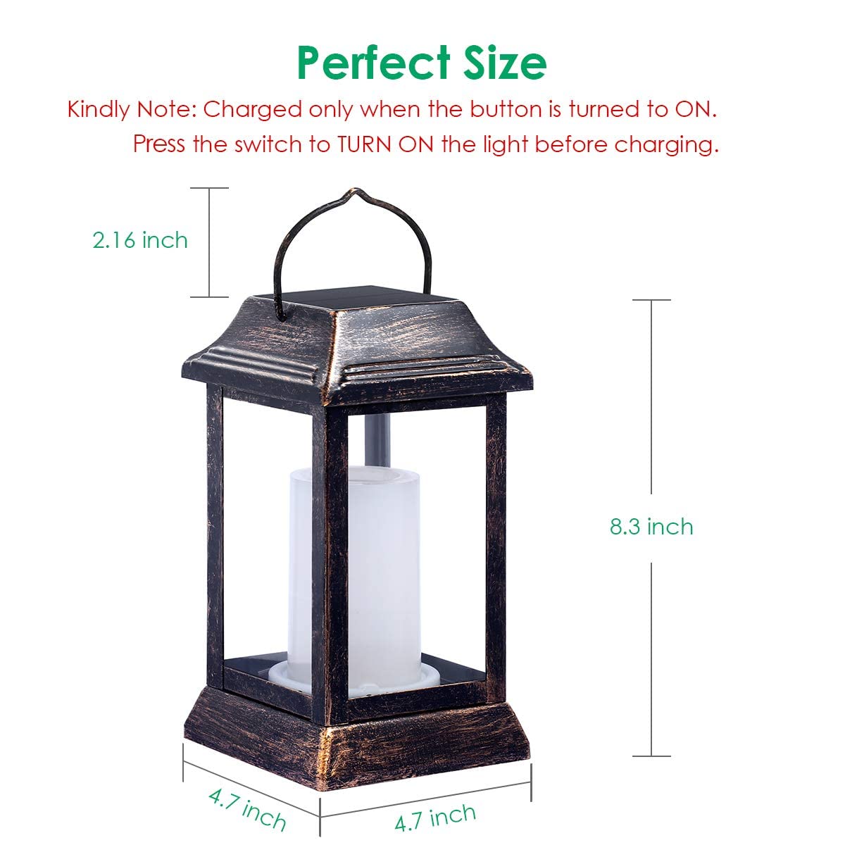 TomCare Solar Lights Metal Flickering Flame Solar Lantern Outdoor Hanging Lanterns Lighting Heavy Duty Solar Powered Waterproof LED Flame Lights