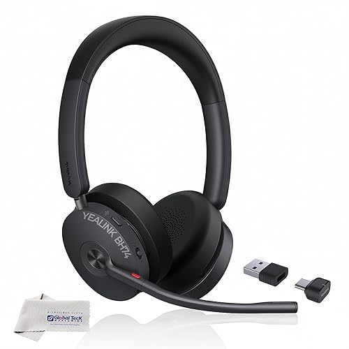Yealink Headset BH74 Bluetooth Wireless On-ear, Acoustic Shield Mic & Hybrid ANC, Long Battery, All-Day Comfort, Dual Busylight, Teams Certified…