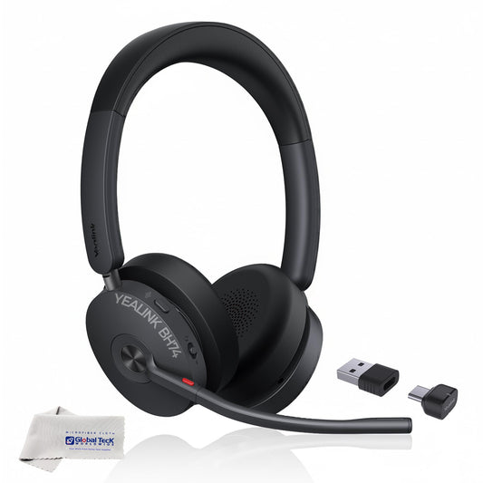 Yealink Headset BH74 Bluetooth Wireless On-ear, Acoustic Shield Mic & Hybrid ANC, Long Battery, All-Day Comfort, Dual Busylight, Teams Certified…