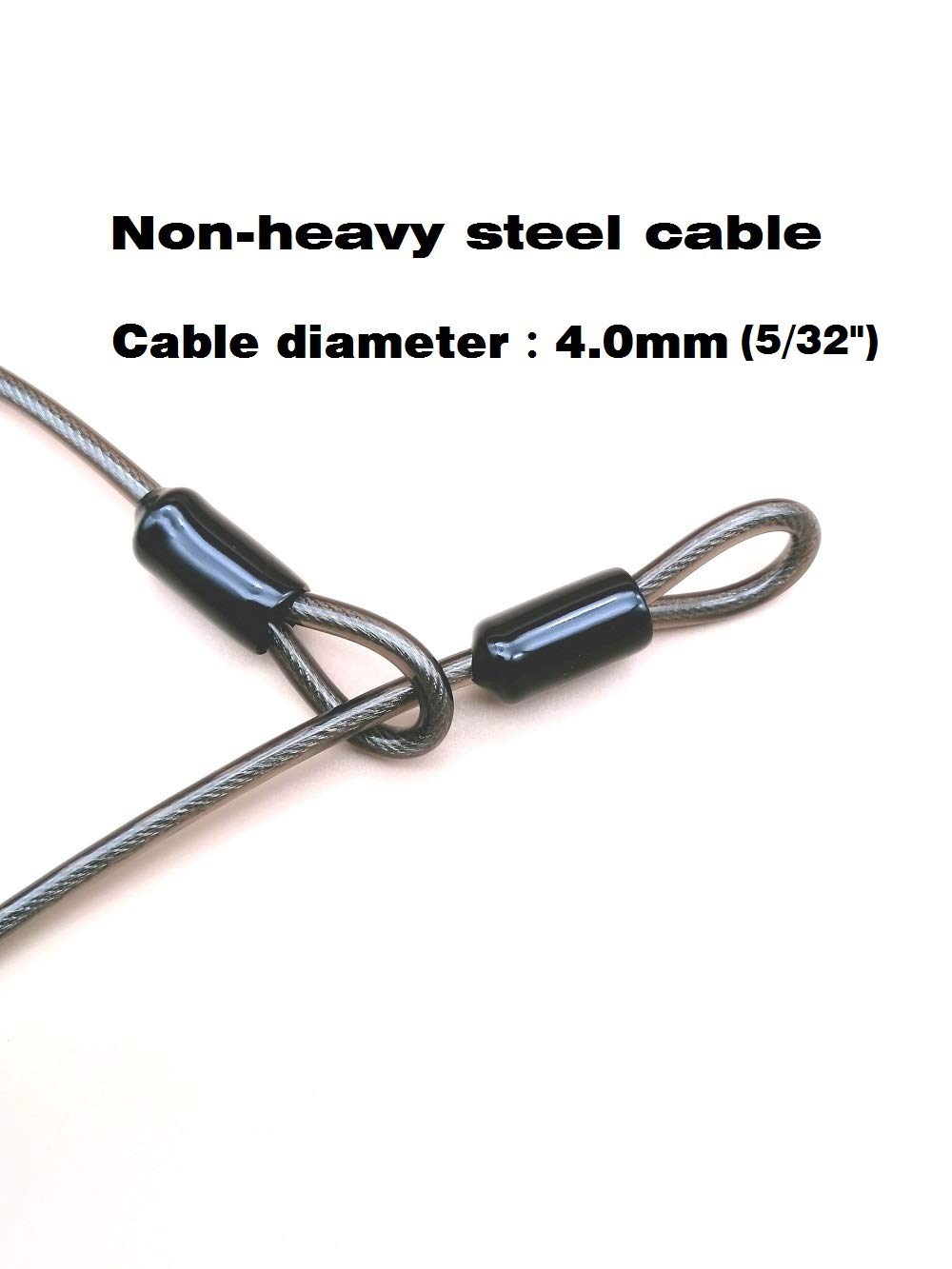 LORADAR 4mm Thick?5/32"? 7FT Thin Security Braided Coated Cable Anti-Lost Steel Cable Luggage Lock Double Loop Steel Cable (7FT)