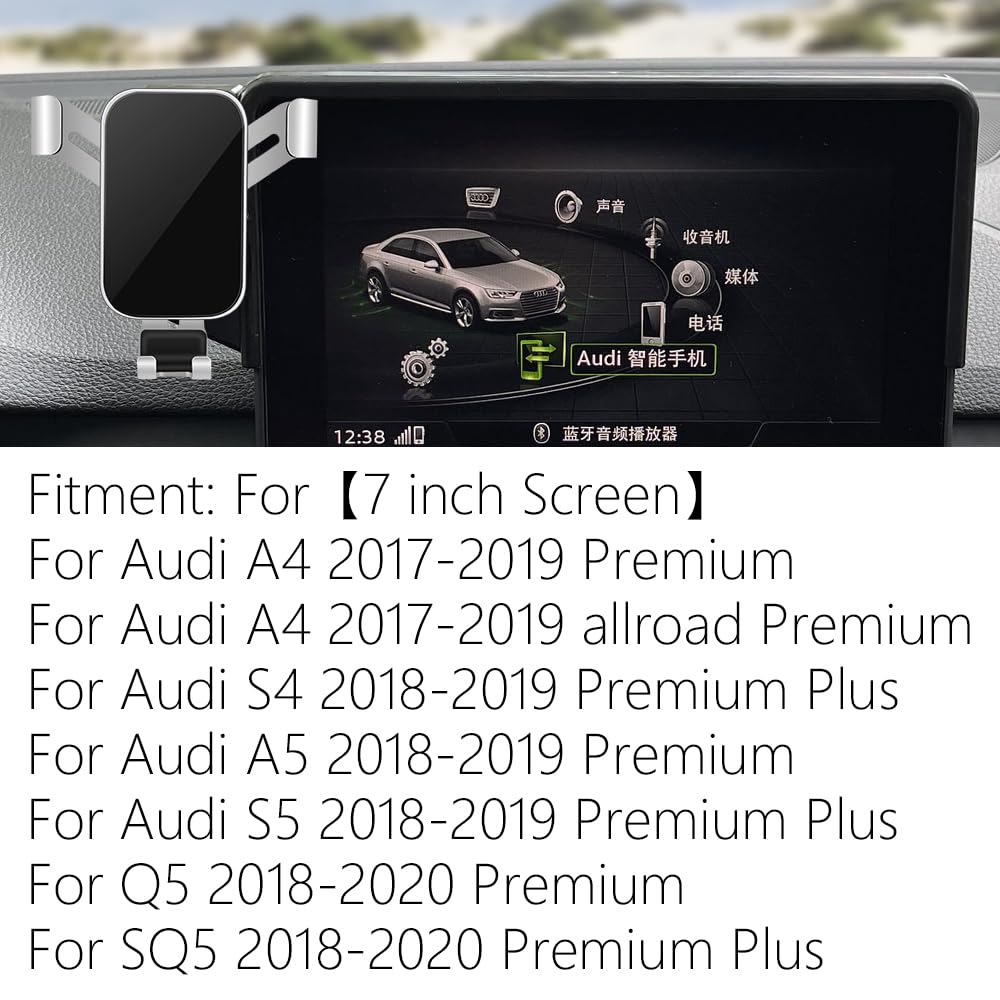 LUNQIN Car Phone Holder for 2017 2018 2019 Audi A4 Premium and 2018-2019 Audi A5 & 2018-2020 Q5 Premium[ 7 inch Screen ] Auto Interior Accessories