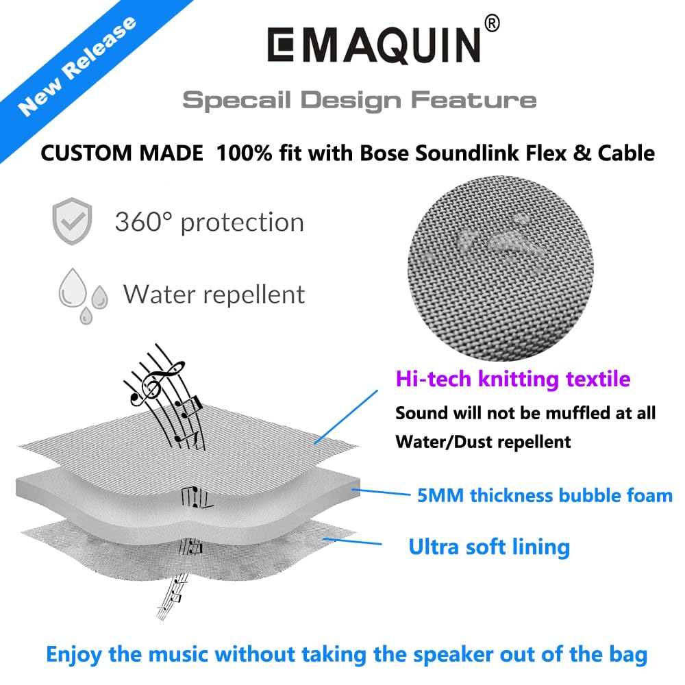EMAQUIN Travel and Storage Carrying Case Bag for Bose Soundlink Flex Speaker(Compatible with Both 1st and 2nd Gen,Enjoy Music Without Taking the