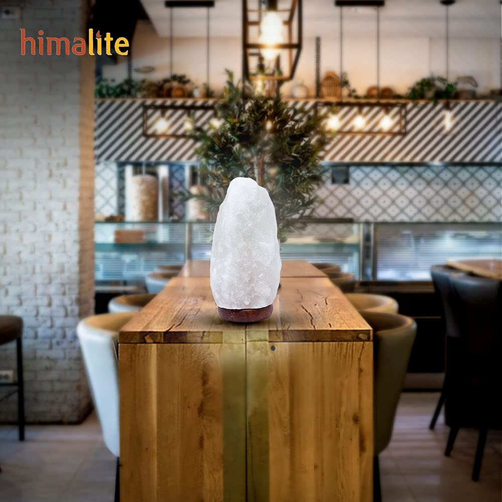 LED White-Color Changing Pure Himalayan Salt Lamp 7 Inches Tall with USB Adaptor and Wooden Base Himalite Carnival of Lights White_salt_Lamp