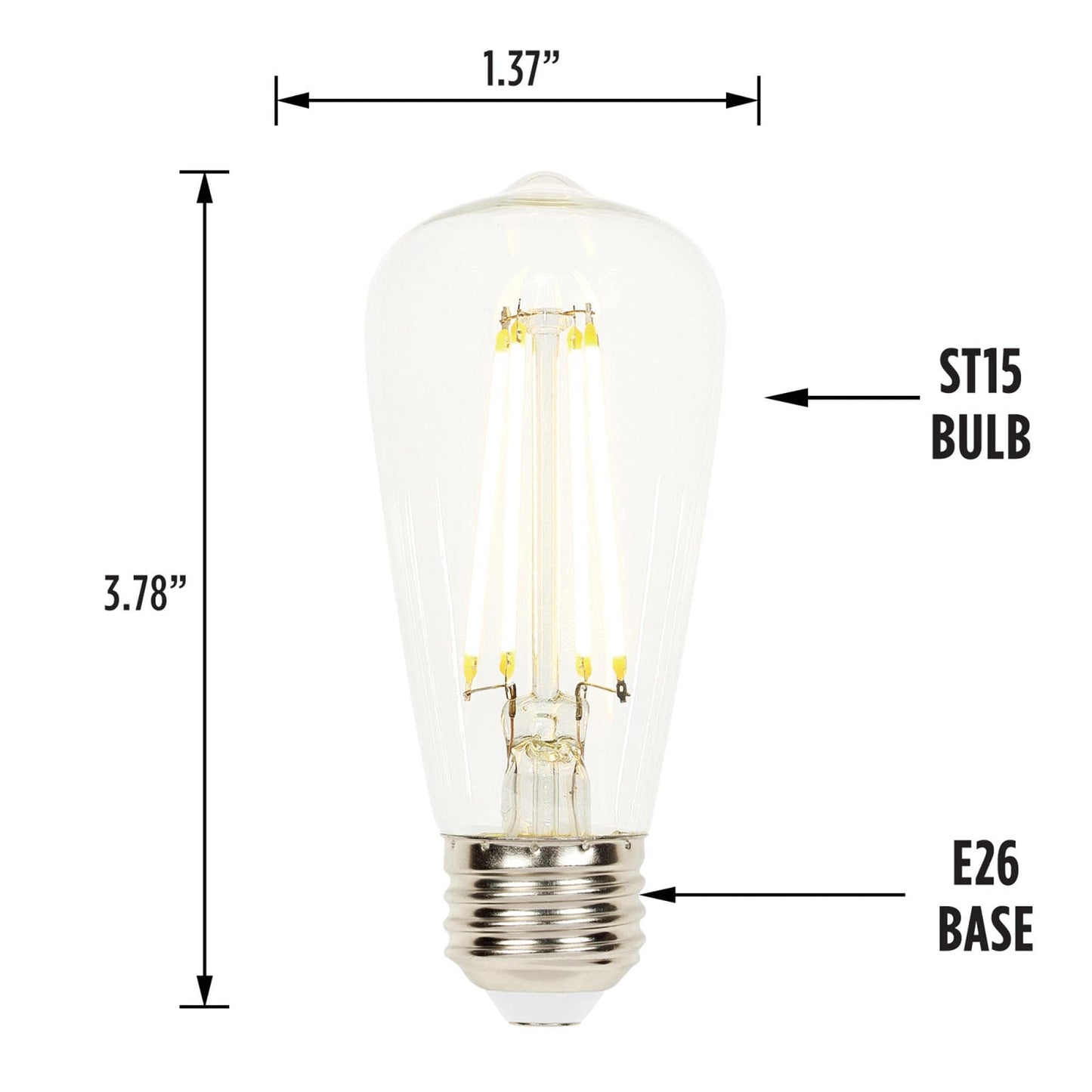 Westinghouse 4518700 6.5 Watt (60 Watt Equivalent) ST15 Dimmable Clear Filament LED Light Bulb, Medium Base (6-Pack)