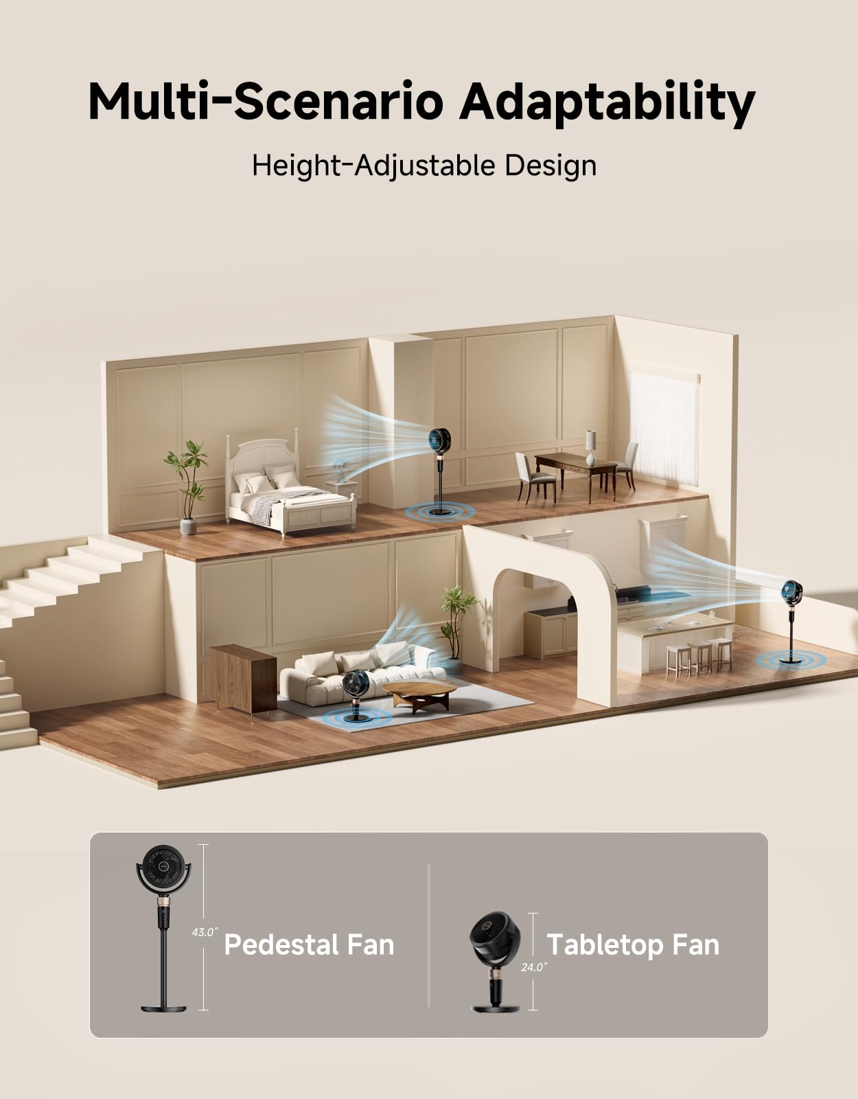 DREAME Pedestal Air Circulator Fan FC15 for Bedroom, Black