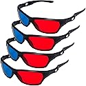 craftshou 4 Pack Red Blue 3D Glasses,3D Movie Game Glasses Viewing Glasses for Cyan Anaglyph Style Home Theater 3D Moives Games TV