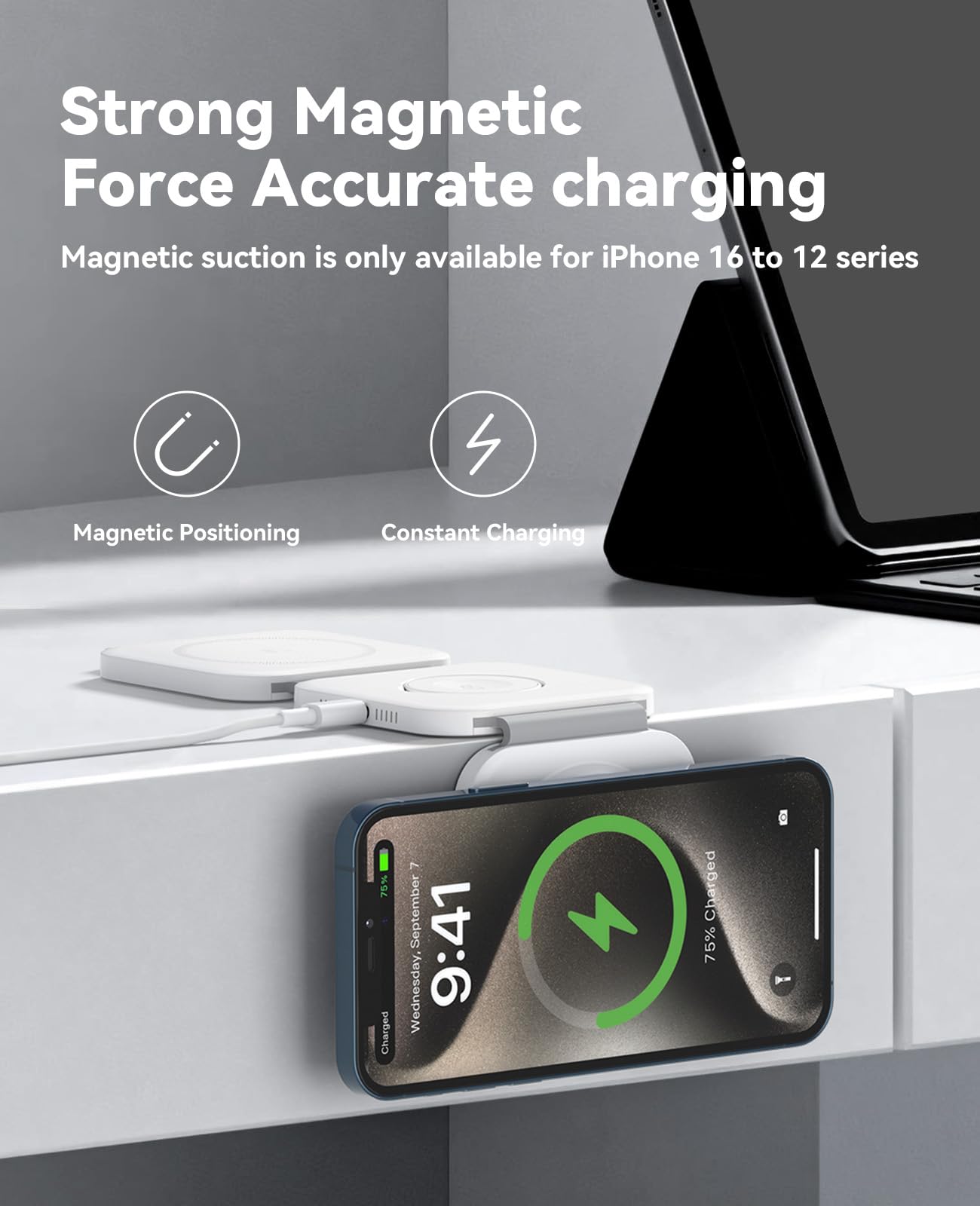 3 in 1 Charging Station for Apple Multiple Devices, Foldable Magnetic Fast Wireless Charger Dock, Travel Charging Pad for iPhone 17 16 15 14 13 12 Pro