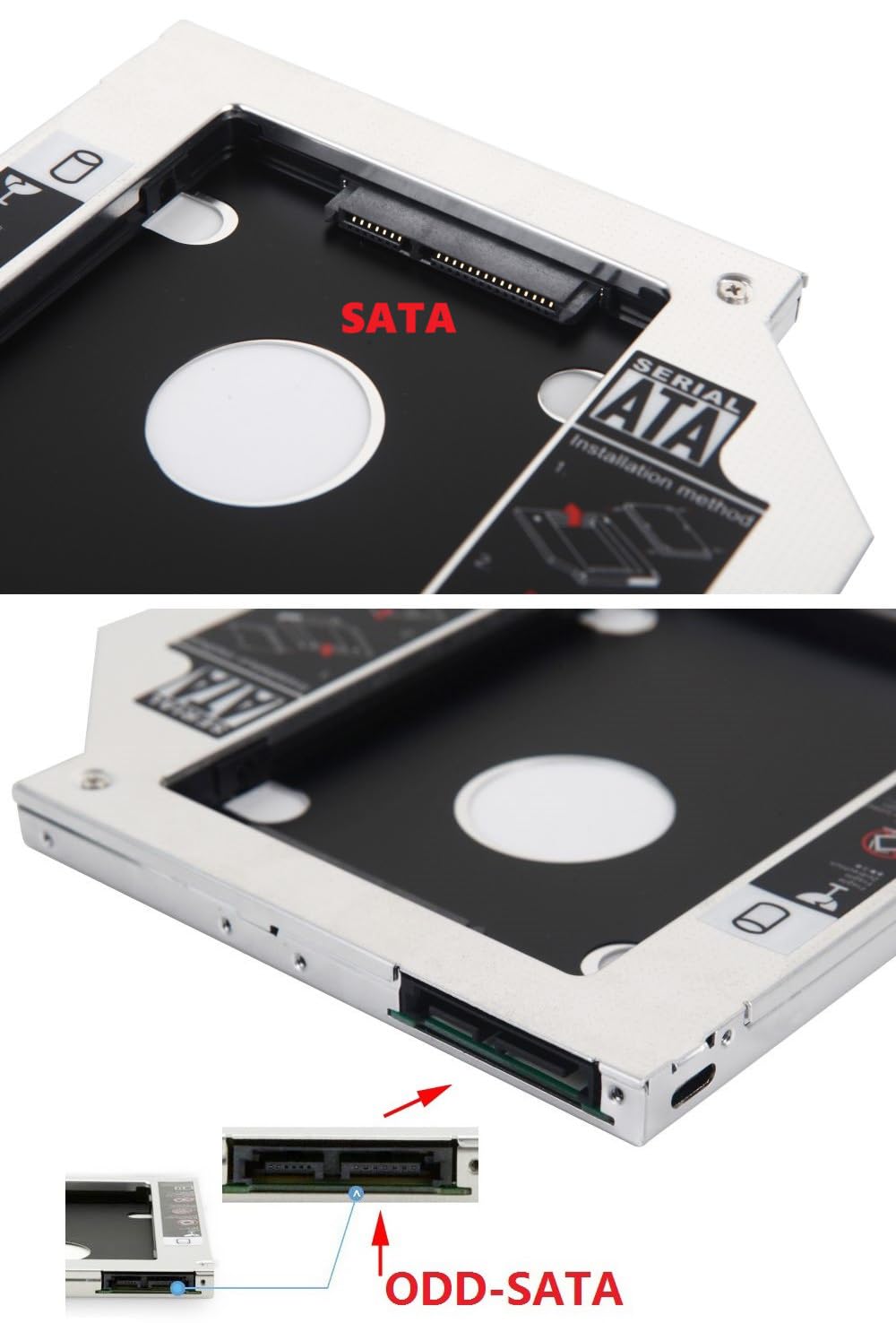 2nd HDD SSD Hard Drive Optical Frame Caddy Tray for Acer Aspire E5-573 E5-573G E5-574 E5-574G E5-575 E5-575G with Bezel Faceplate