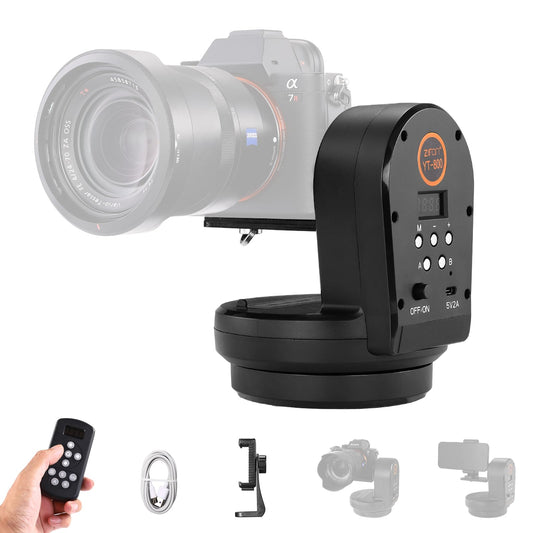 Soonpho M2 Motorized Rotating Panoramic Tripod Head, Remote Control Pan Tilt Head with Remote Control and Mobile Phone Clip for DSLR Cameras
