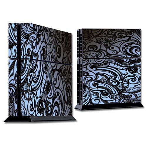 Skin Decal Vinyl Wrap for PS4 Sony Playstation Console (Skins only) / Blue Grey Paisley Abstract