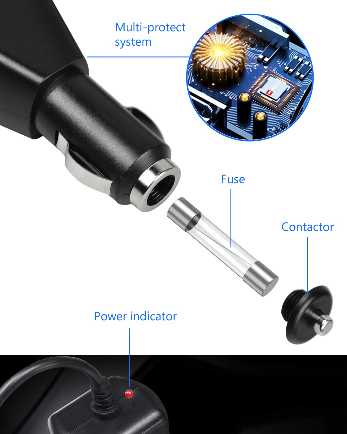 DC 12V Car Charger for Portable DVD Player, Replacement Car Cigarette Lighter Adapter Power Cord for Sylvania/DBPOWER/UEME/HDJUNTUNKOR/DRJ Portable