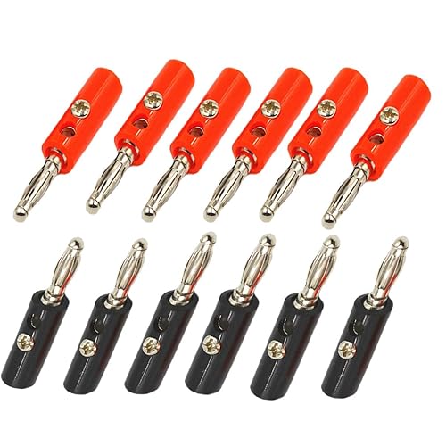 12Pcs Black and Red Speaker Banana Jack Socket Female Panel Mounting Terminal, 4mm Banana Plug Connector