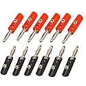 12Pcs Black and Red Speaker Banana Jack Socket Female Panel Mounting Terminal, 4mm Banana Plug Connector