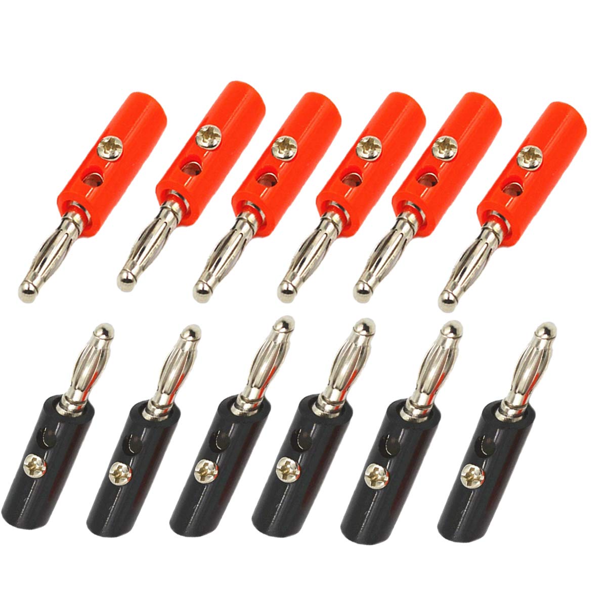 12Pcs Black and Red Speaker Banana Jack Socket Female Panel Mounting Terminal, 4mm Banana Plug Connector