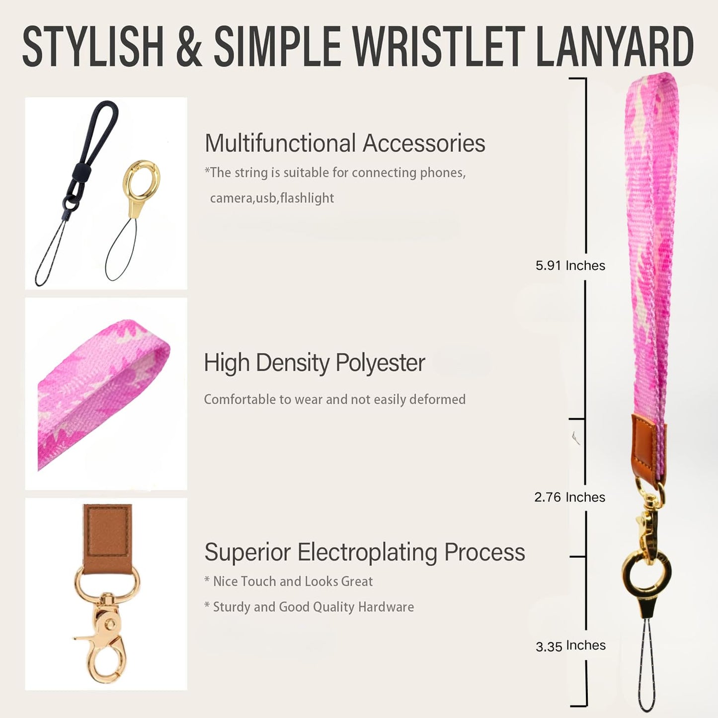 KUKEANVO Wrist Lanyard, Keychain Wristlet Strap for Keys, Wallet, Id Holder, Cell Phone, Camera, Badges, Key Chain Holder