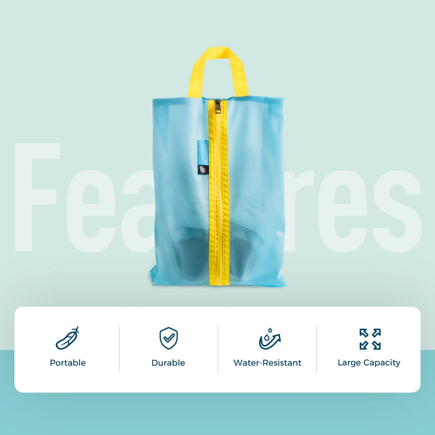 pack all Kids Shoe Bag for Travel, Water-Resistant Shoe Pouch for Gym, Odor-Resistant Soccer Cleats Bag for Sport, Cute Design for Girls, Boys, Toddlers (Blue)